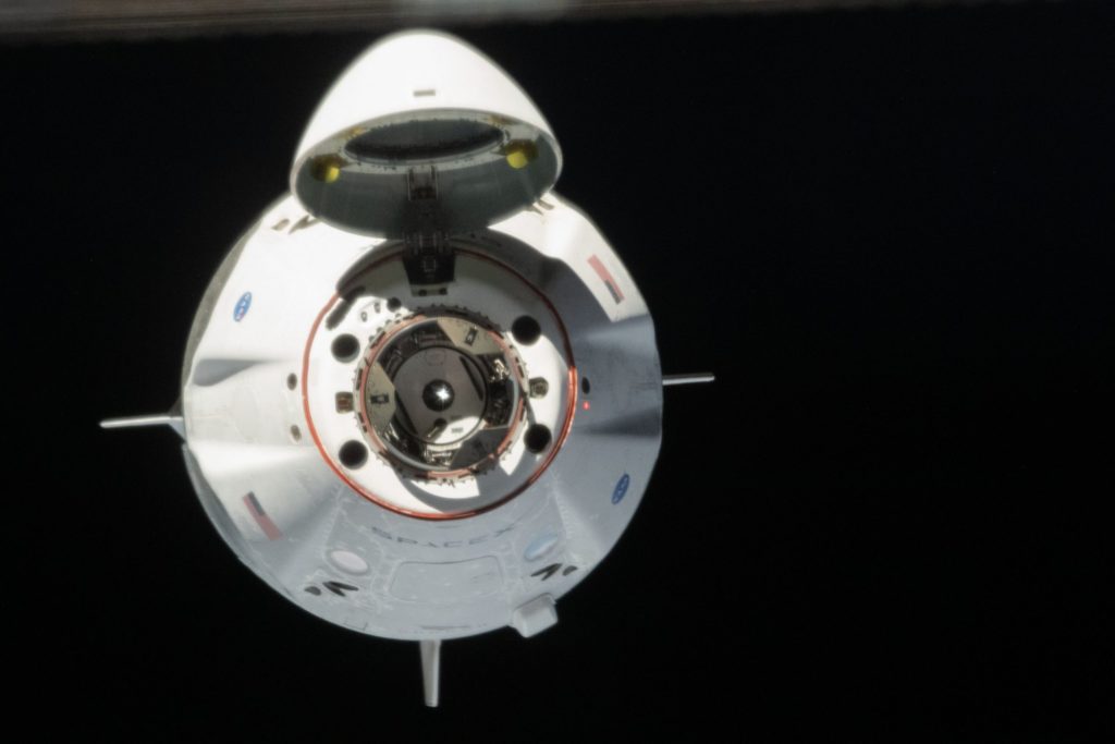 Crew Dragon in space during DM2 mission