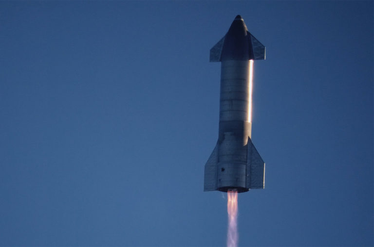 SpaceX Starship SN8 in flight