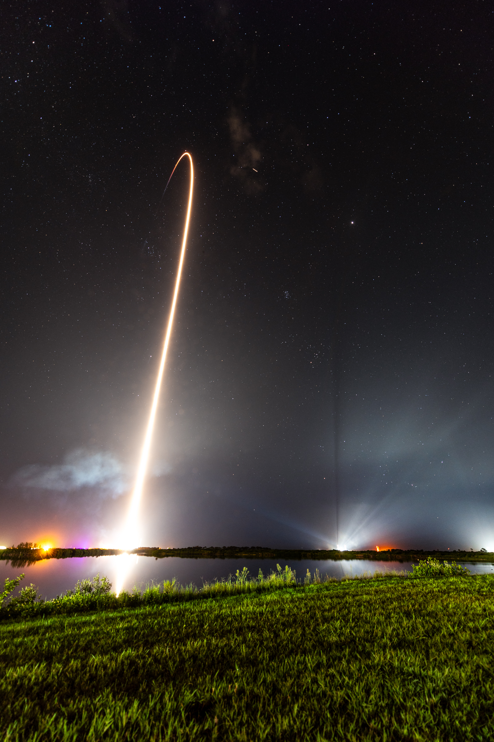 Composite image of launch and a frame for a starry sky.