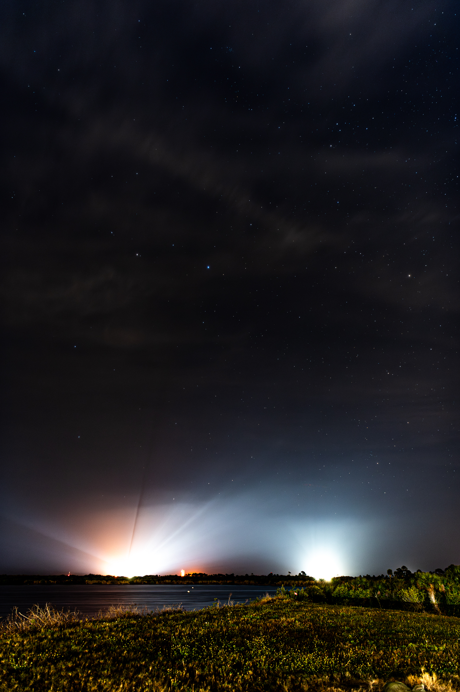 Starry night from the Press Site lawn looking towards SLC-41 and SLC-40